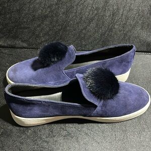 Michael Kors Collection Eddy Pom-Pom Suede Slip-On Sneakers Navy Side 9